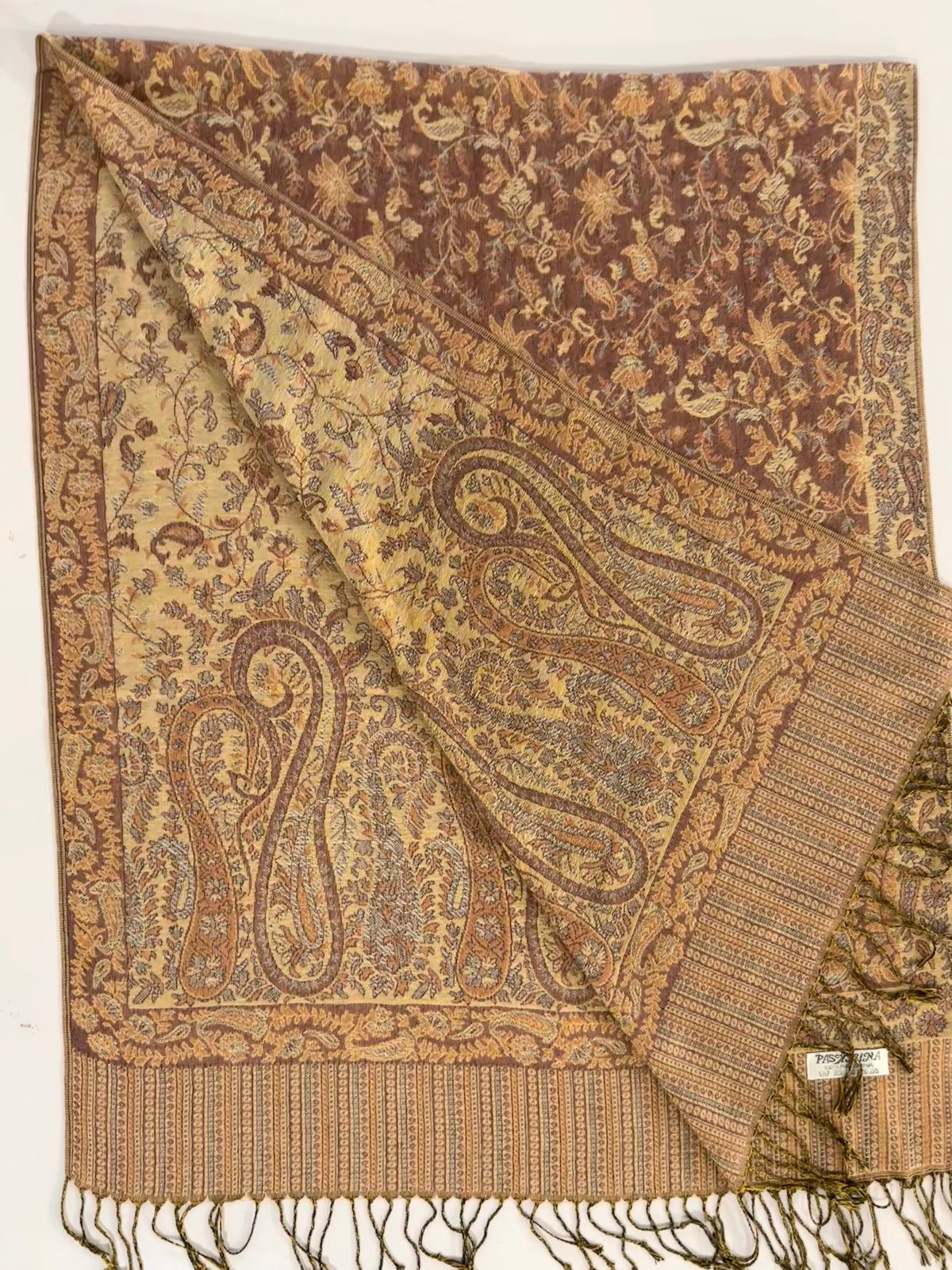 Minsha Rose Pink + Gold Pashmina