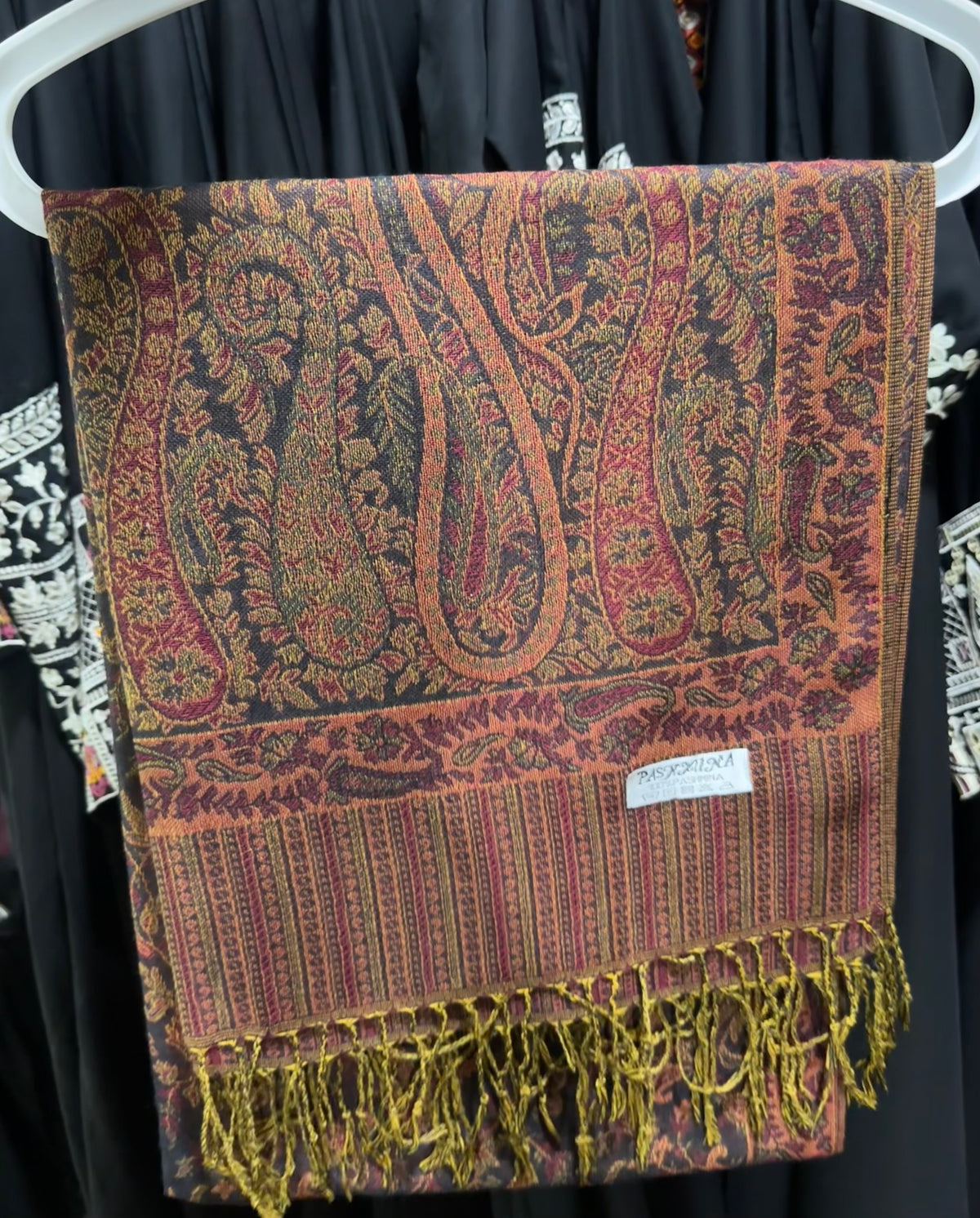 Minsha Black & Orange Pashmina