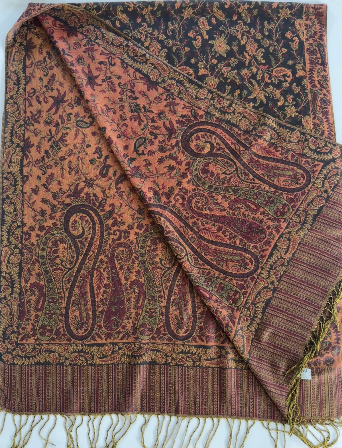 Minsha Black & Orange Pashmina