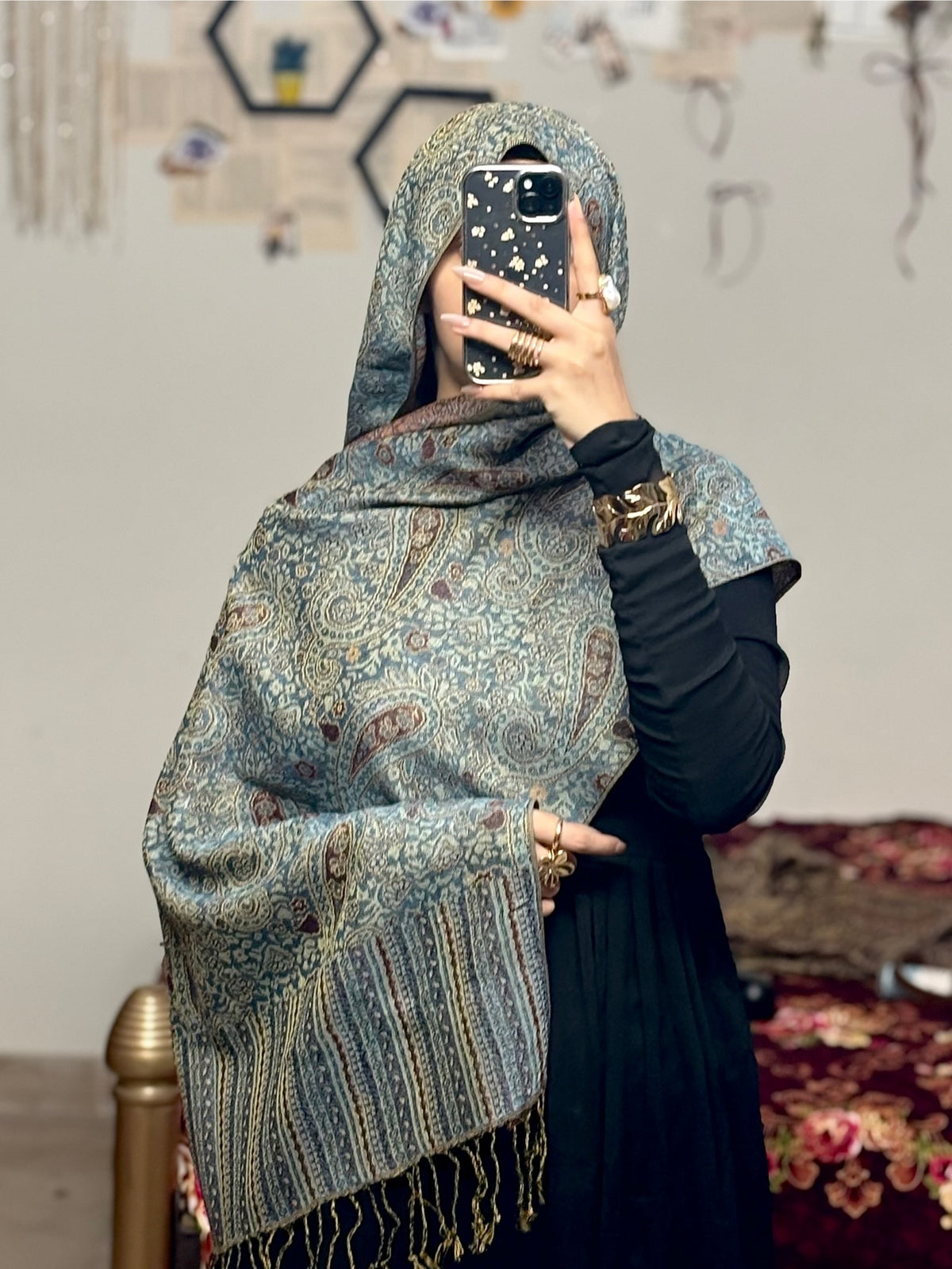 Zarqah Blue Pashmina