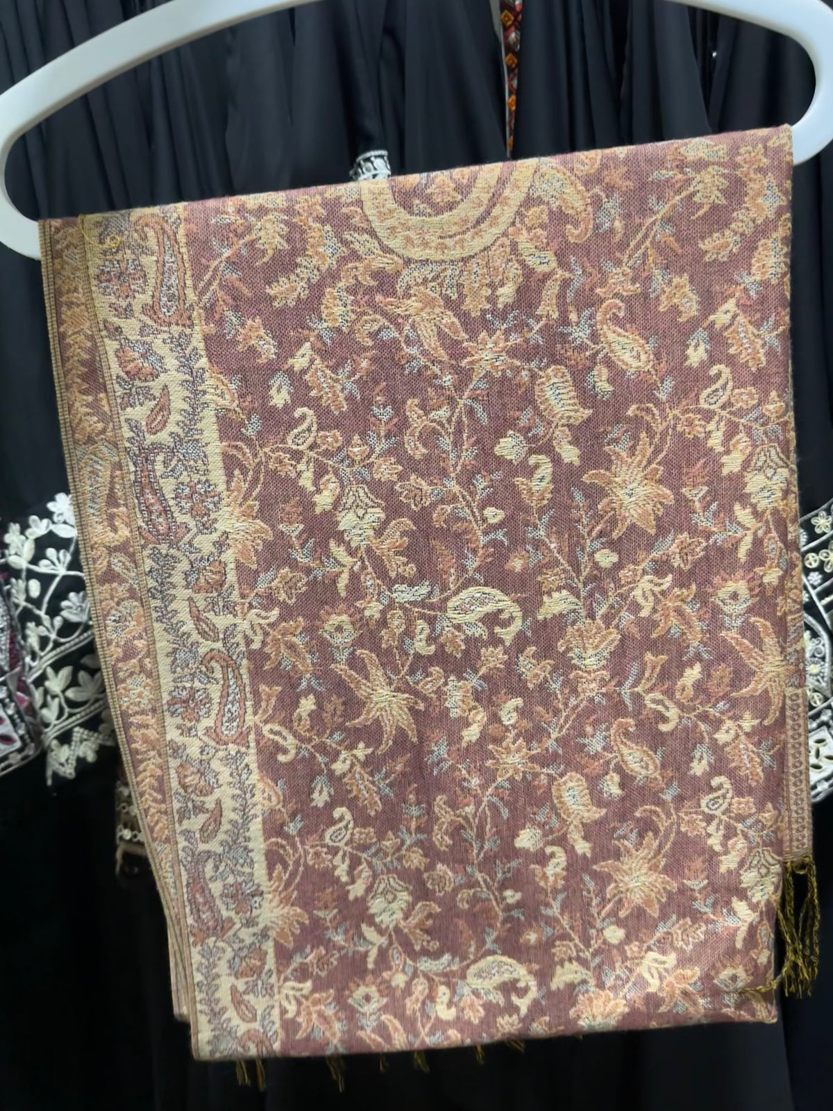Minsha Rose Pink + Gold Pashmina