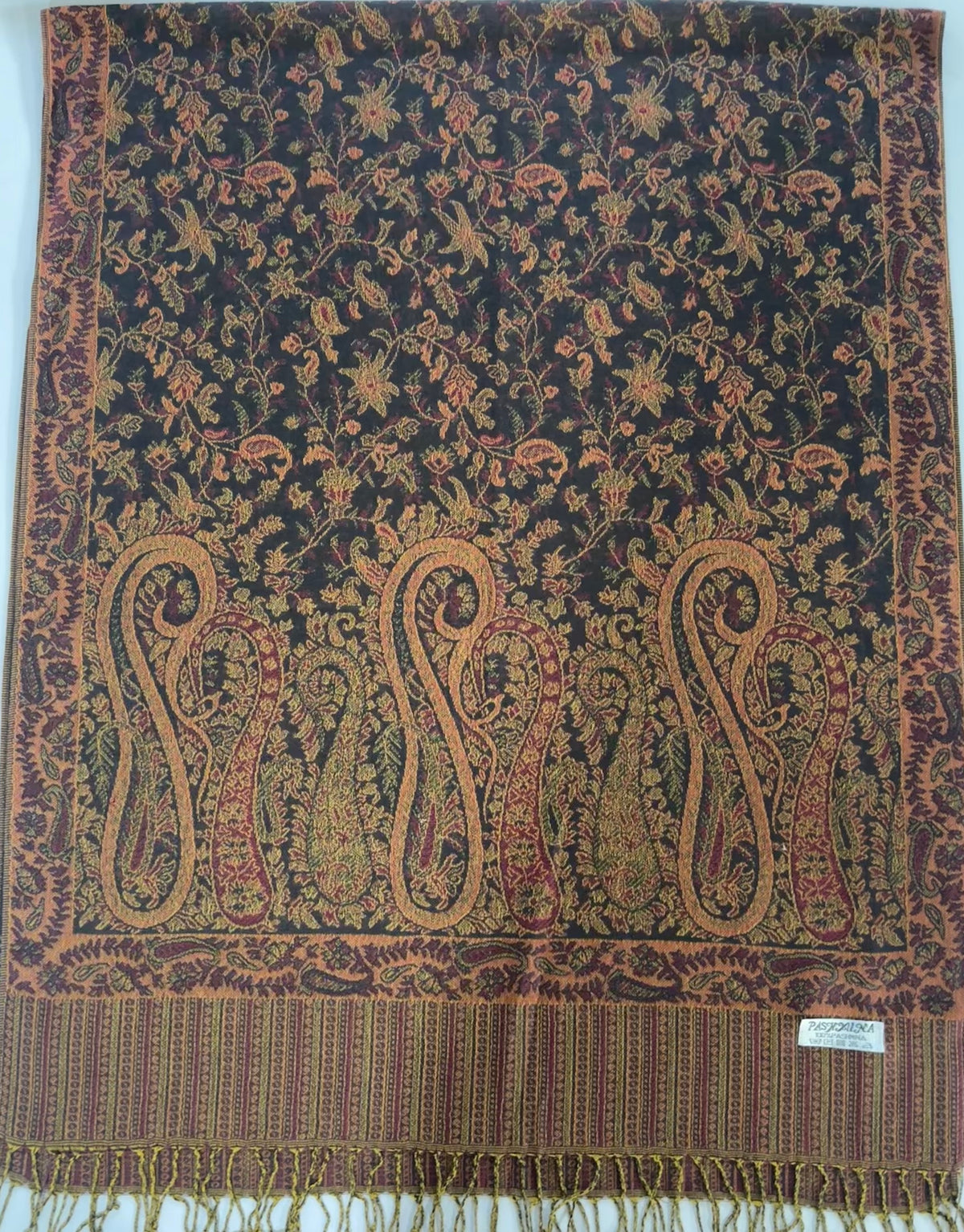 Minsha Black & Orange Pashmina