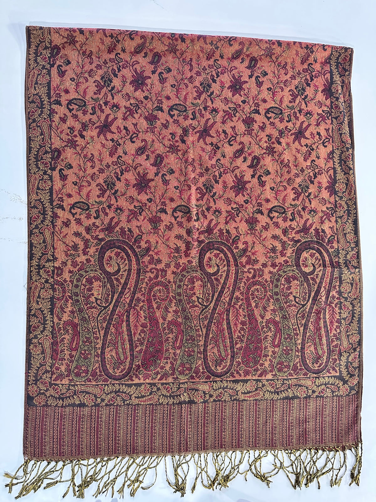 Minsha Black & Orange Pashmina