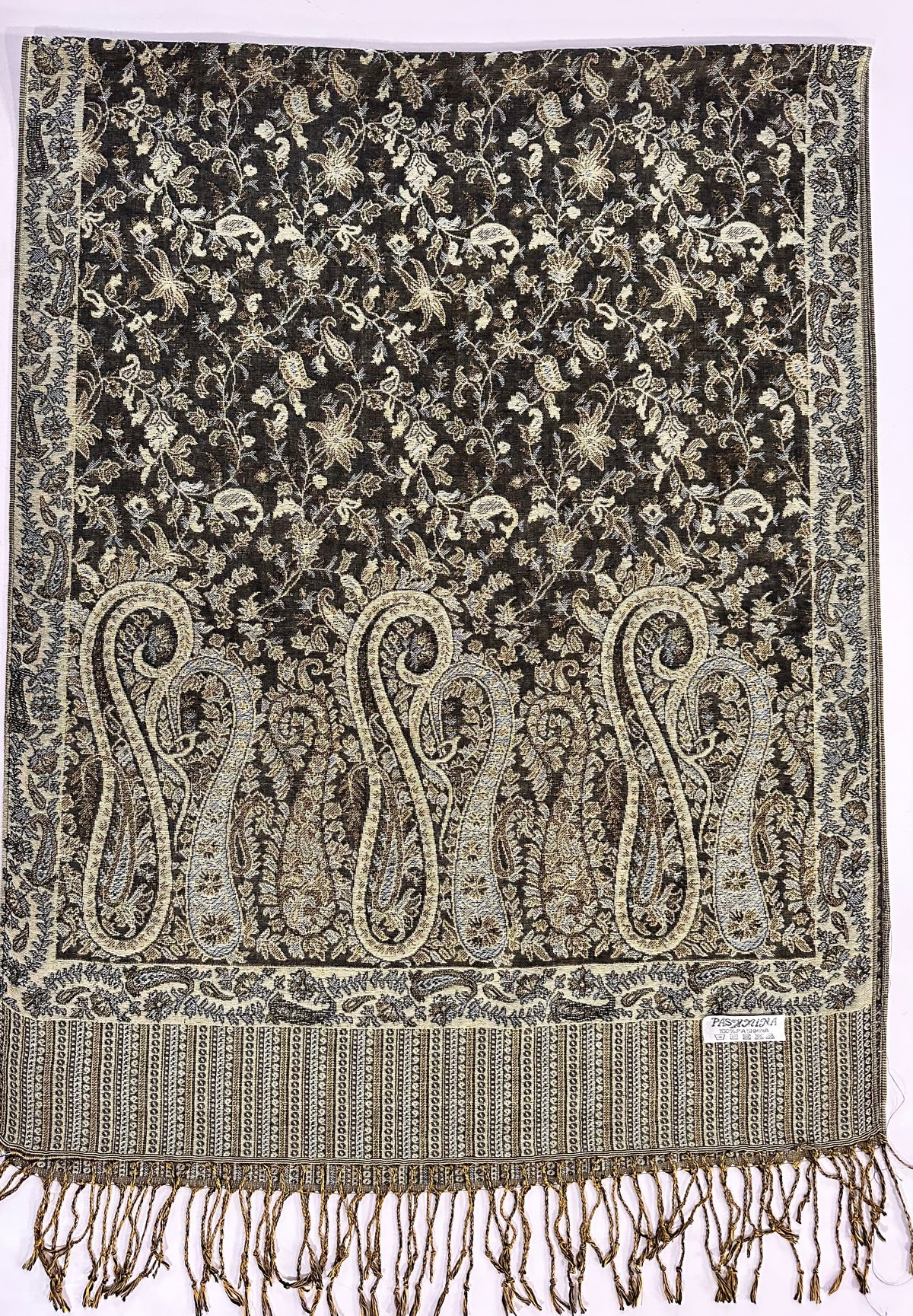 Minsha Black & off white Pashmina