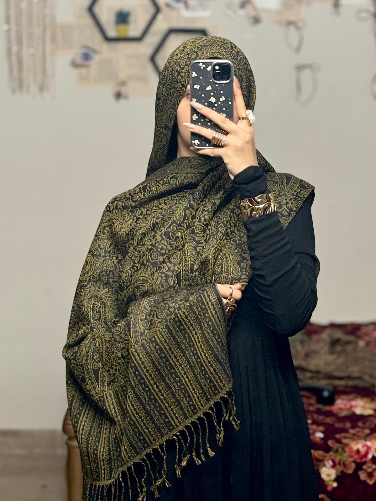 Zarqah Black Pashmina