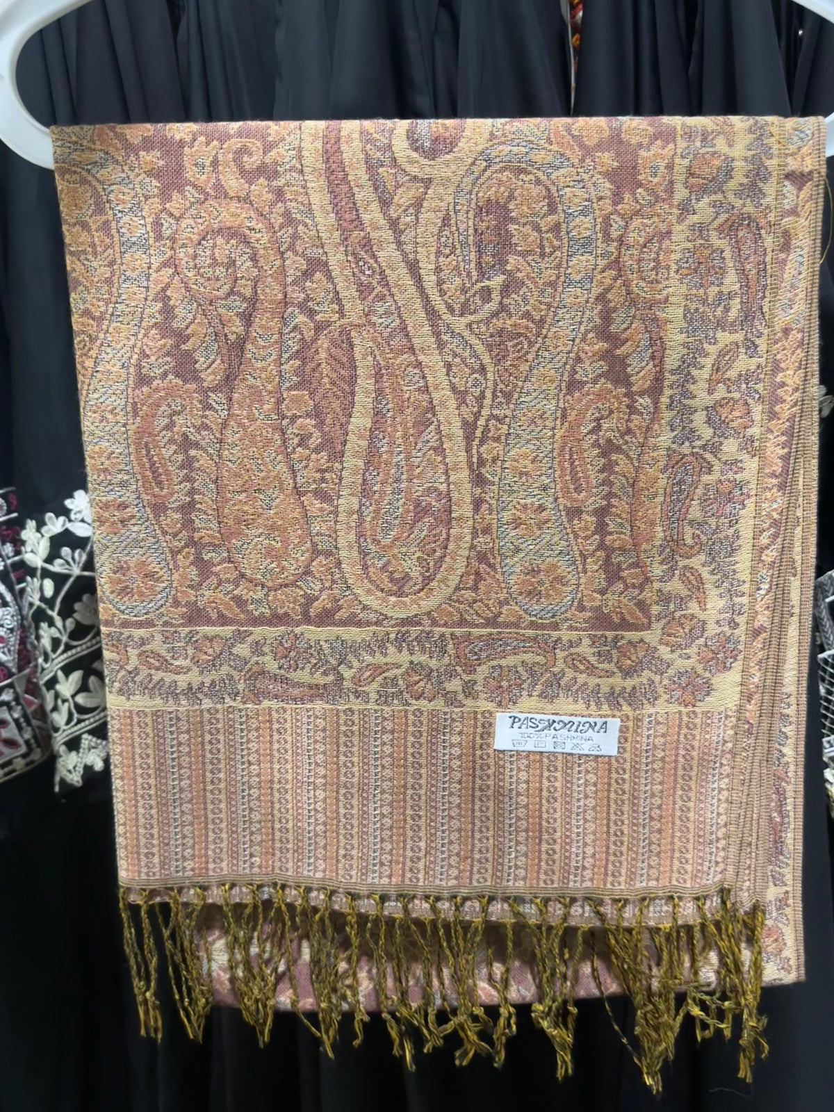 Minsha Rose Pink + Gold Pashmina