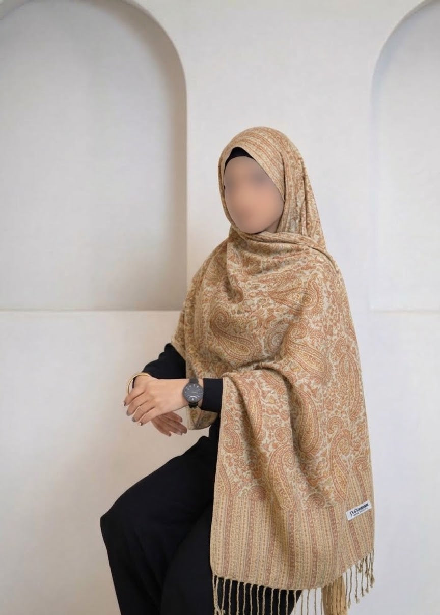 Zarqah Rose pink + Gold Pashmina